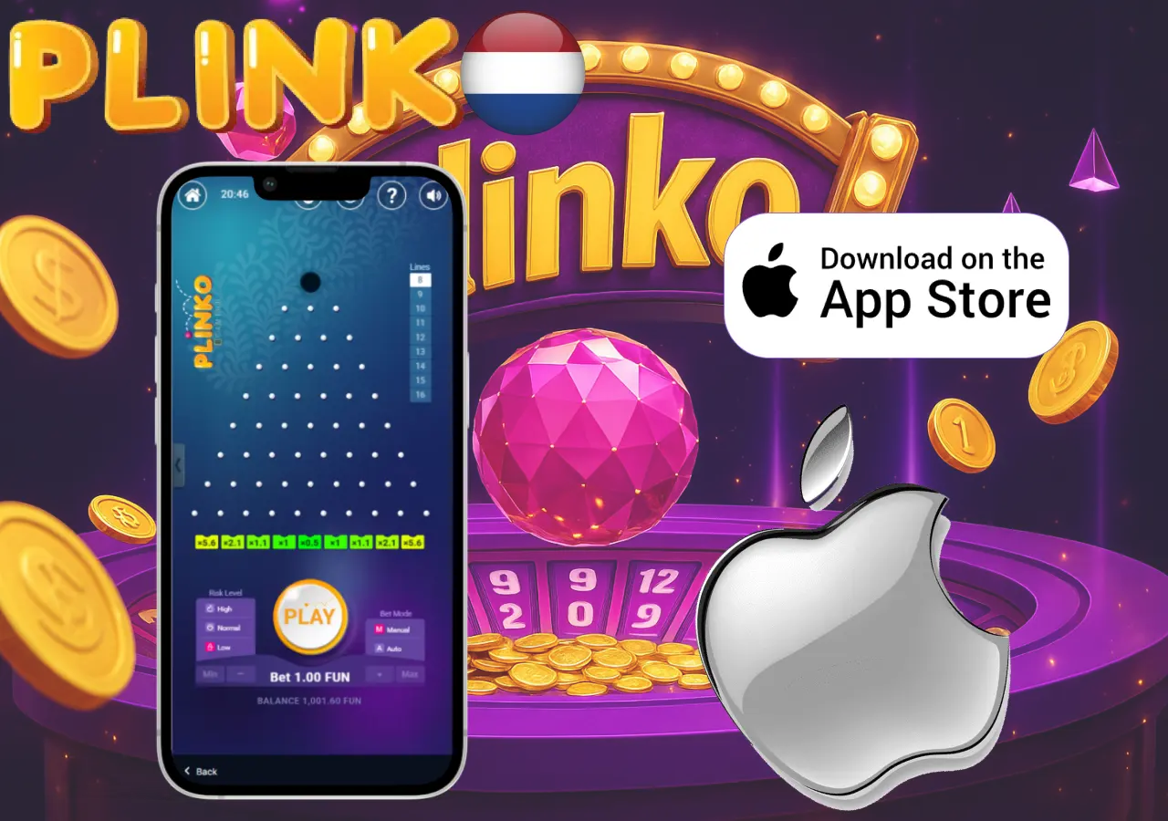 Download the Plinko casino game from the App Store for iOS devices in the Netherlands
